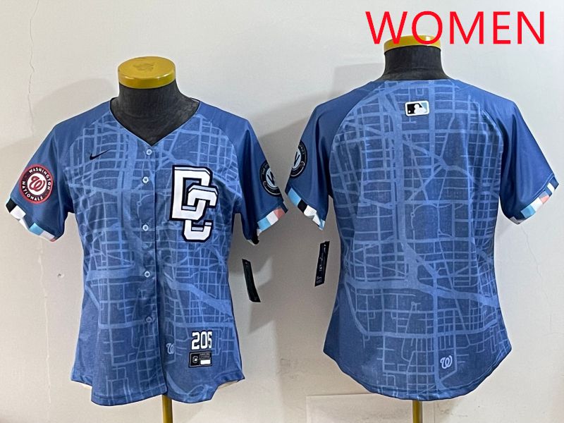 Women Washington Nationals Blank Blue Joint Name 2025 Nike MLB Jersey style 2->women mlb jersey->Women Jersey
